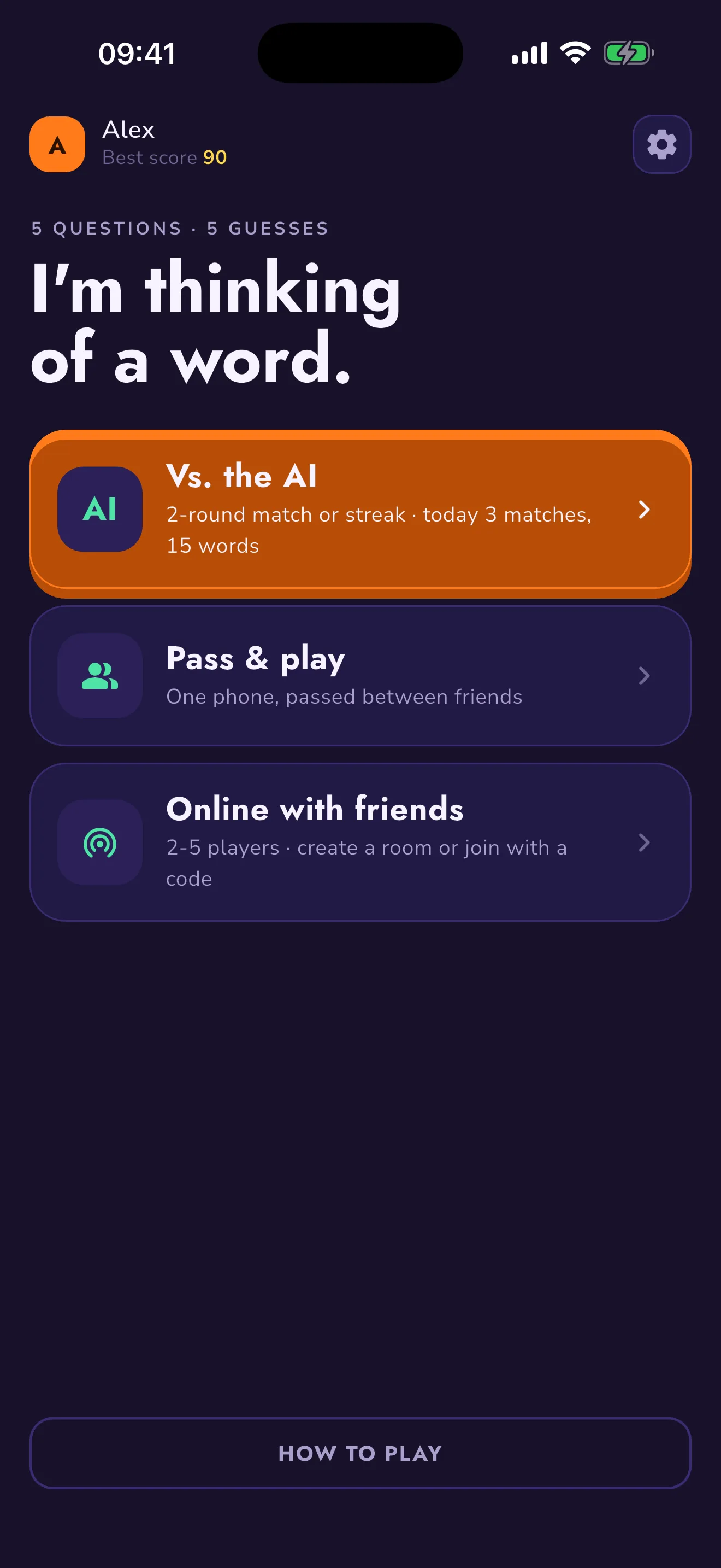 Aklımda Ne Var? Word guessing game app screen