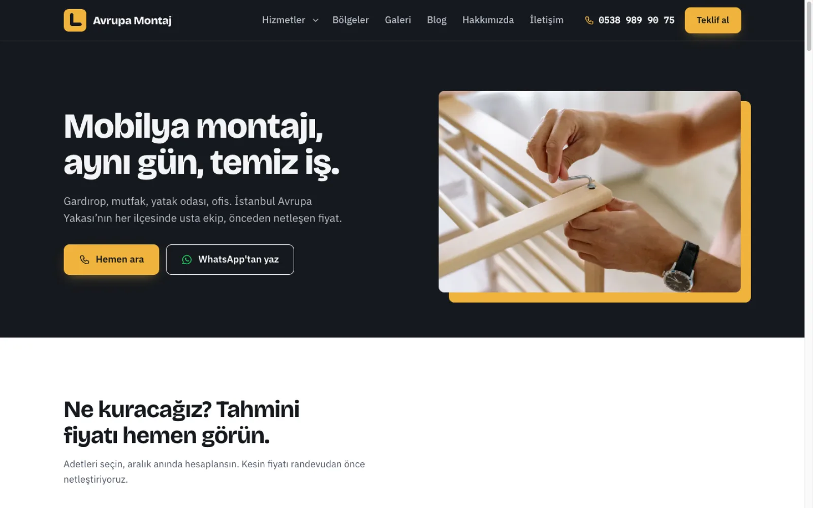 Avrupa Montaj website screenshot